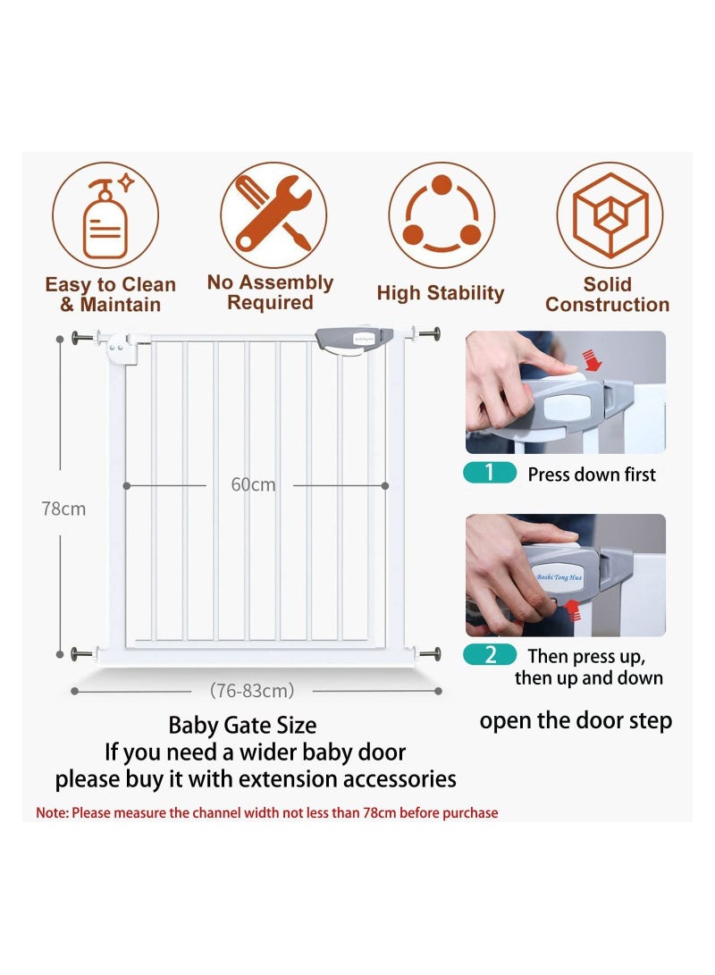 GGEROU Baby Gate for Stairs & Doorways,Extra Wide Baby Safety Door Gates,Pet Dog Gate,Auto Close Pressure Mounted Walk Thru Child Gate for Baby Toddlers,NO Drilling (Gate + 30cm Extensions) - Image 2