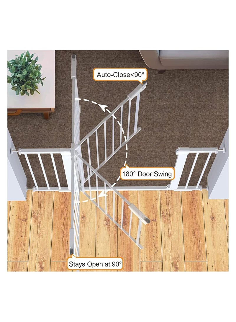 GGEROU Baby Gate for Stairs & Doorways,Extra Wide Baby Safety Door Gates,Pet Dog Gate,Auto Close Pressure Mounted Walk Thru Child Gate for Baby Toddlers,NO Drilling (Gate + 30cm Extensions) - Image 3