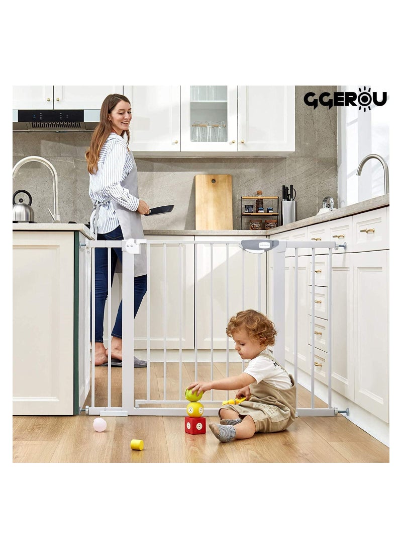 GGEROU Baby Gate for Stairs & Doorways,Extra Wide Baby Safety Door Gates,Pet Dog Gate,Auto Close Pressure Mounted Walk Thru Child Gate for Baby Toddlers,NO Drilling (Gate + 30cm Extensions) - Image 4