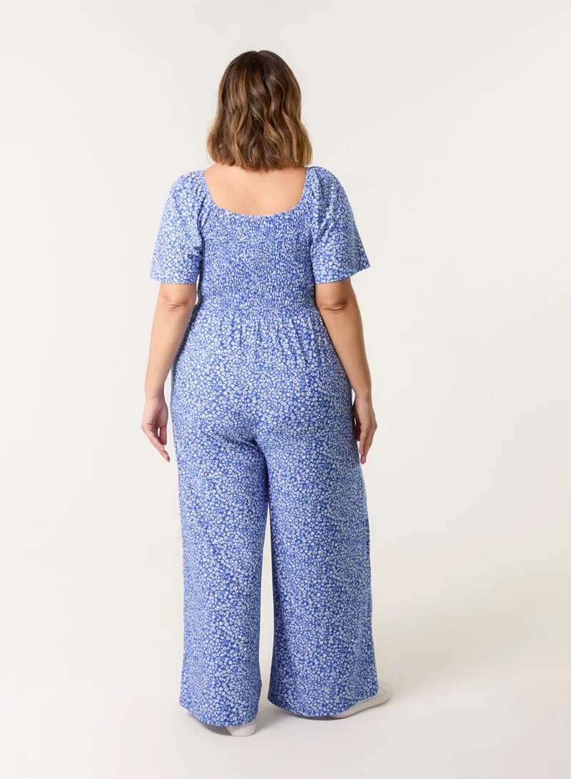 بلو فانيلا Curve Square Neck Shirred Jumpsuit