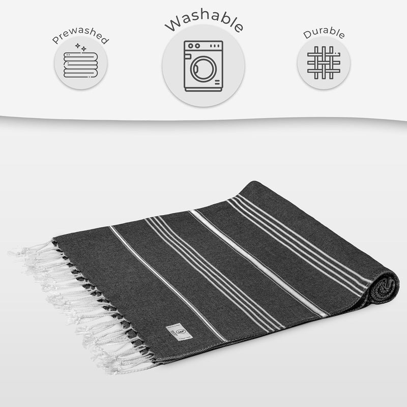 Ossano Turkish Beach Towel Absorbent & Quick Dry Oversized (39" x 71") - Decorative, Versatile and Functional as Gym, Travel and Bath Towels, Outdoor, Beach, Picnic Blanket - Antest Grey - Image 5