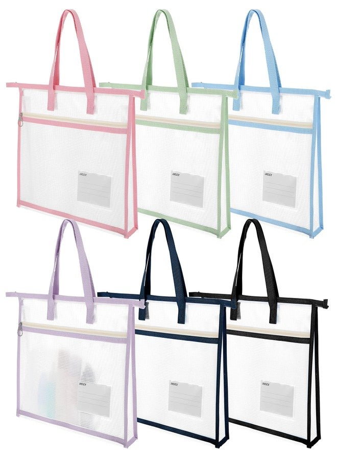 Tobeelec 6 Pcs A4 Project Bag for Quilting Craft Storage for Quilters Clear Mesh Design Art Supply Bag Artwork Storage Organize for Artworks Charts and Teaching Material Multipurpose (13.4 x 10.2 Inch) - Image 1