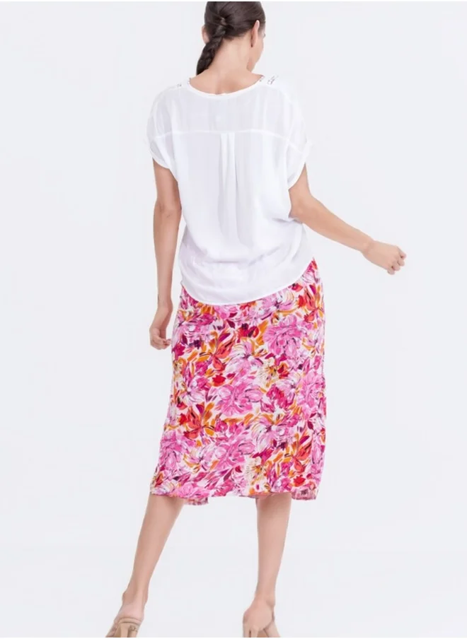 هايليز V-Neck Lace Trim Blouse - White