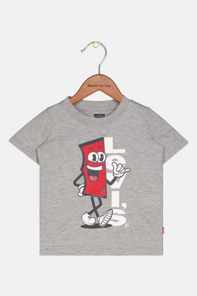 Levi's Toddlers Boy Crew Neck Short Sleeve Printed T-Shirts, Grey Heather  - Image 1
