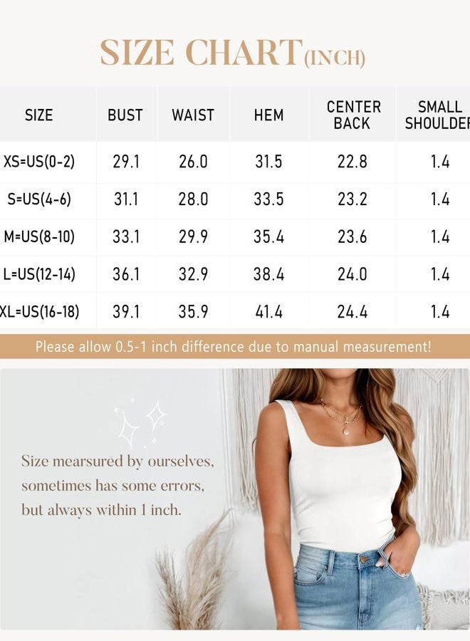 zeagoo Women's Square Neck Double Lined Tank Tops Cute Summer Tops Slim Fit Basic Sleeveless Shirts - Image 5