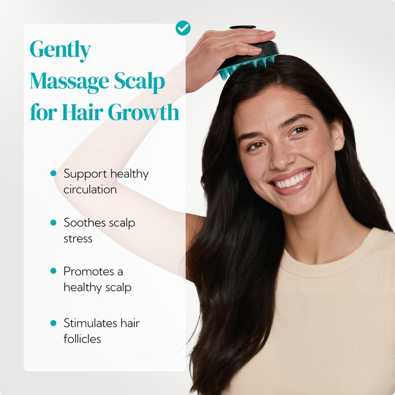 HEETA Hair Scalp Massager Shampoo Brush 2 Pack, Soft Silicone Bristles to Remove Dandruff, Waterproof Hair Scrubber for Both Wet Dry Use, Suitable for Men & Women (Turquoise & Purple) - Image 2