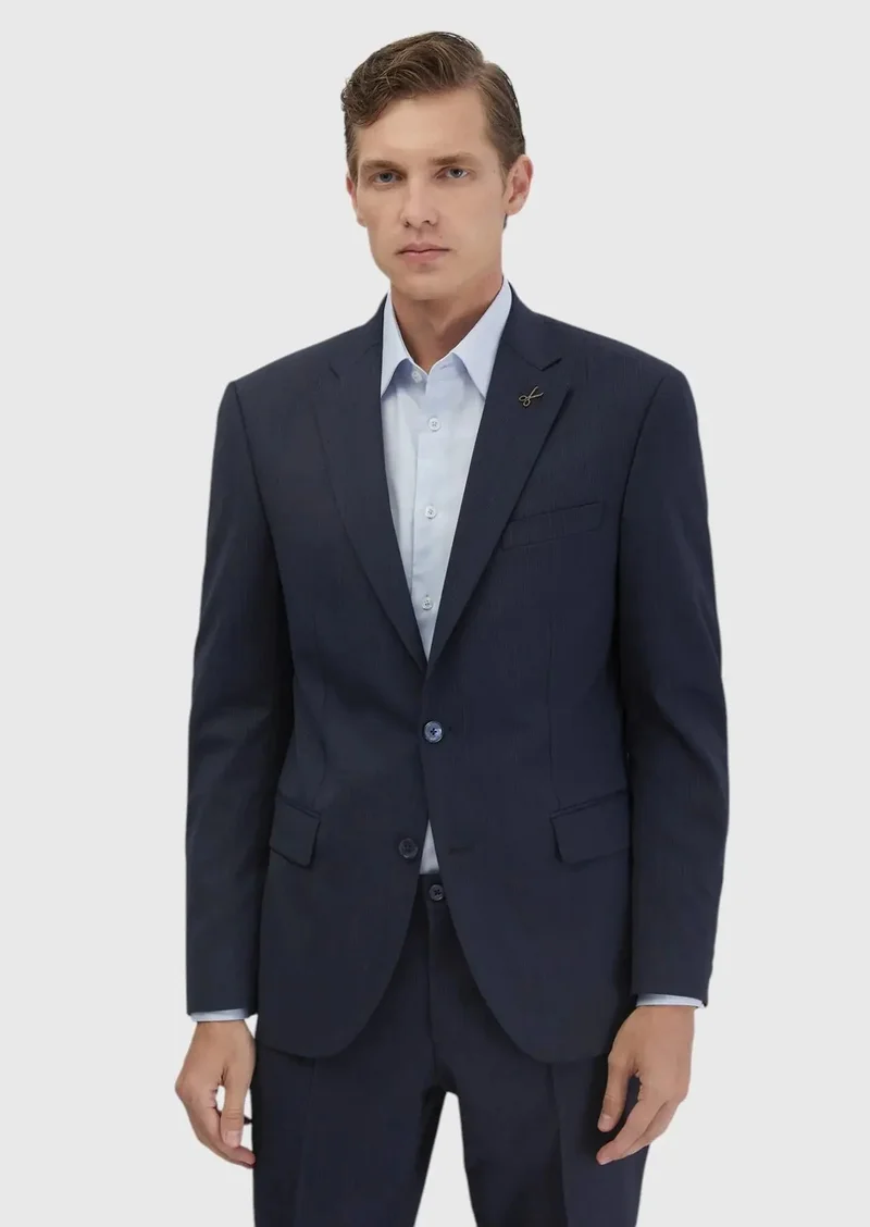 RAMSEY Indigo Micro Modern Fit Wool Blended Suit