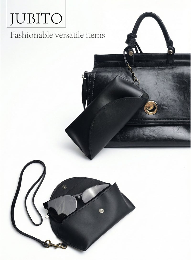 JUBITO sunglasses case, simple lanyard-style sunglasses bag, black soft sunglasses storage bag, suitable for both women and men - Image 3