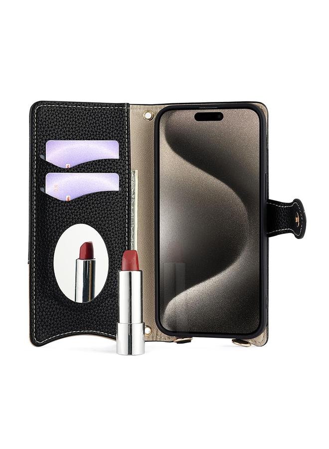 S-TOP Case For iPhone 16 Pro Crossbody Chain Fishtail Litchi Leather Phone Case - Image 3