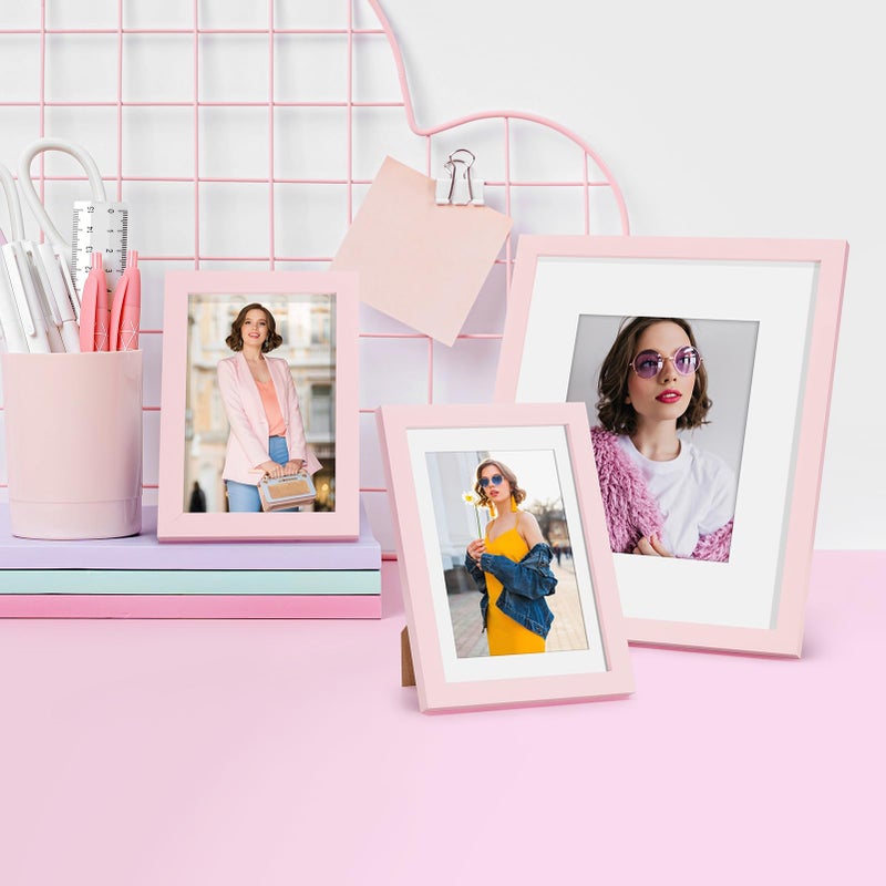 TWING TWING 8x10 Picture Frame Light Pink Photo Frame Display Picture 5x7 with Mat or 8x10 Without Mat Colored Photo Collage Frame for Wall Mounting or Table Display Ideal to Mothers Day Gifts 1 Pack  - Image 5