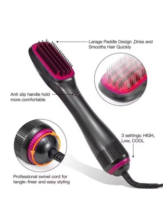 Macon Professional Hot Air Brush & Hair Dryer Styler - 3-in-1 Ionic Ceramic Volumizer for Straightening & Curling, 1200W, Anti-Scald Bristles, Dual Voltage - Image 2