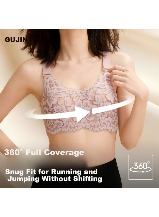 Gujin Women's Large Bust Minimizing Push-up Wireless Thin Breathable Bra - Image 3
