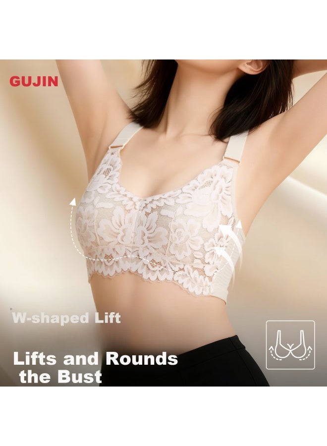 Gujin Women's Large Bust Minimizing Push-up Wireless Thin Breathable Bra - Image 2