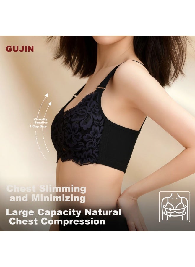 Gujin Women's Large Bust Minimizing Push-up Wireless Thin Breathable Bra - Image 4