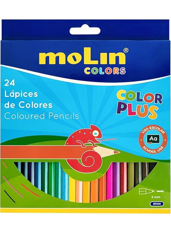 Molin Long Wooden Color Pencils - 24 Pencils - Image 1