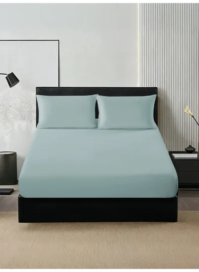 Donetella Bedding Fitted Sheet - Fits 150x200 Cm Bed For Queen Bed 3 Pcs (1 Fitted Sheet and 2 Pillowcases) - 30 Cm Deep Pocket - Solid Bed Sheet