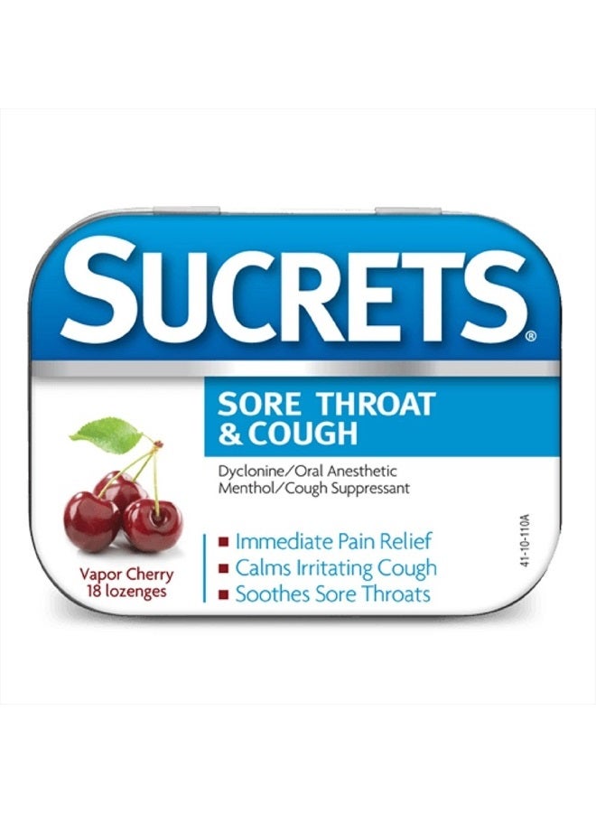 Sore Throat & Cough Vapor Cherry, 18 Count (Pack of 2)