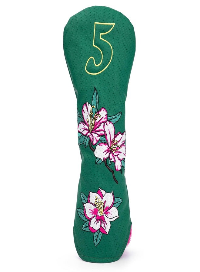 BAIRBRE Golf Club Covers Azalea Embroidery Driver Cover Fariway Wood Headcover Hybrid Cover Leather Golf Headcovers for Most Brand (for 5 Fariway Wood) - Image 1