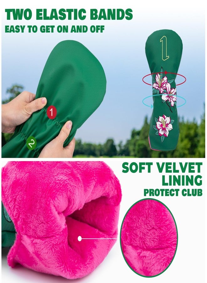 BAIRBRE Golf Club Covers Azalea Embroidery Driver Cover Fariway Wood Headcover Hybrid Cover Leather Golf Headcovers for Most Brand (for 5 Fariway Wood) - Image 3