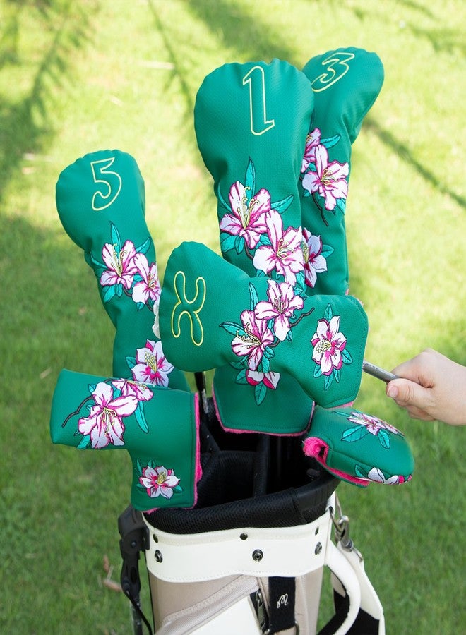 BAIRBRE Golf Club Covers Azalea Embroidery Driver Cover Fariway Wood Headcover Hybrid Cover Leather Golf Headcovers for Most Brand (for 5 Fariway Wood) - Image 2