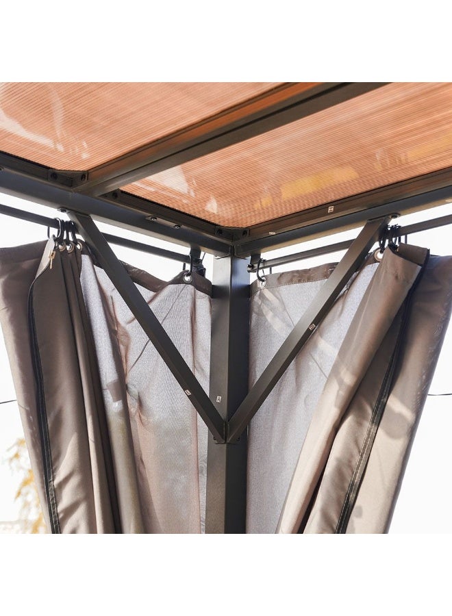 DANUBE HOME Amna Metal Pergola Gazebo Steel Frame With Polyester Roof Square Shape Tent Garden Patio Canopy Modern Outdoor Furniture - Grey - Image 2