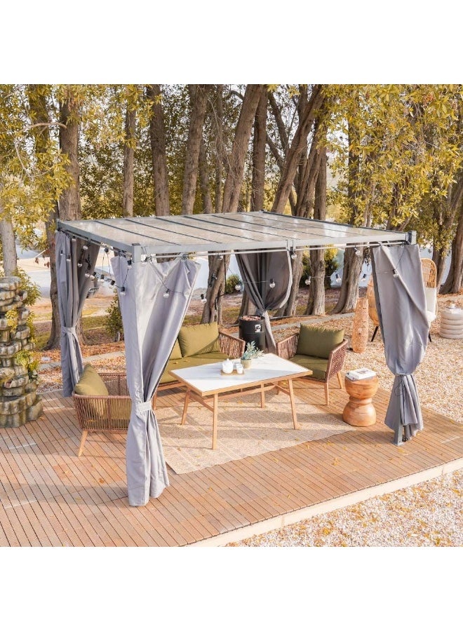 DANUBE HOME Amna Metal Pergola Gazebo Steel Frame With Polyester Roof Square Shape Tent Garden Patio Canopy Modern Outdoor Furniture - Grey - Image 1