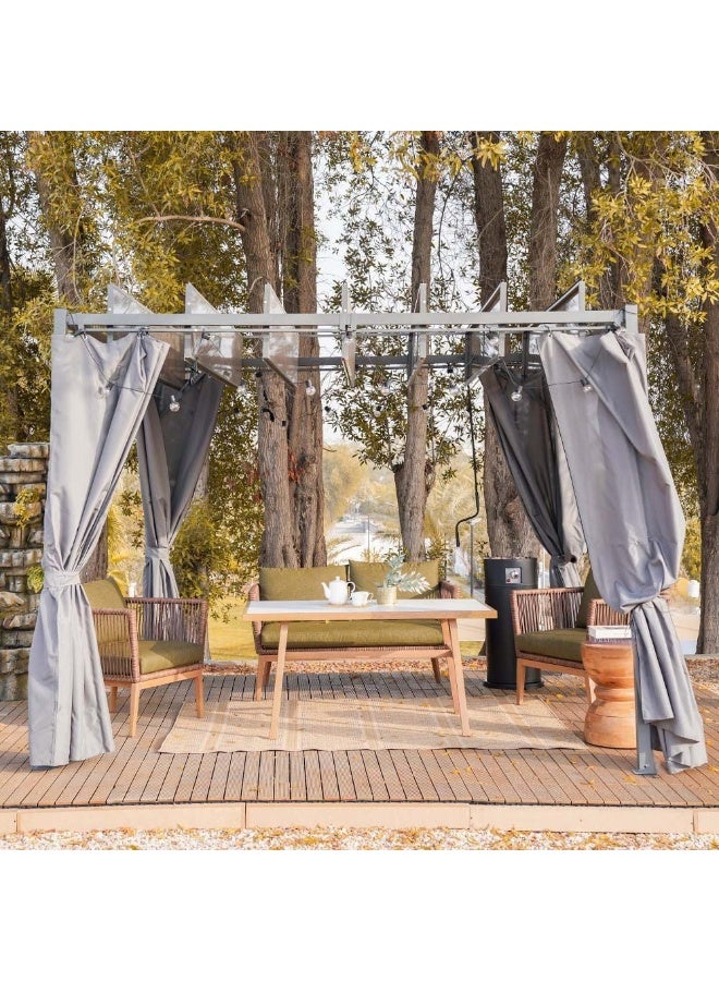 DANUBE HOME Amna Metal Pergola Gazebo Steel Frame With Polyester Roof Square Shape Tent Garden Patio Canopy Modern Outdoor Furniture - Grey - Image 3