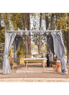 DANUBE HOME Amna Metal Pergola Gazebo Steel Frame With Polyester Roof Square Shape Tent Garden Patio Canopy Modern Outdoor Furniture - Grey  - Image 4