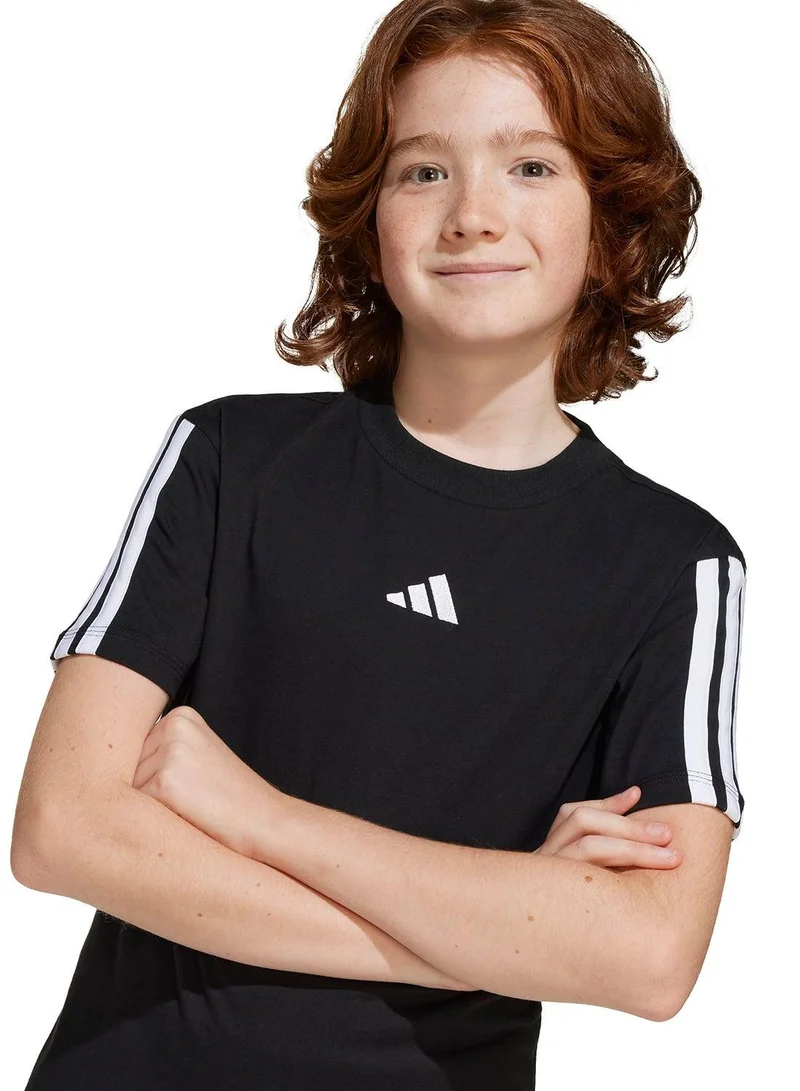 Adidas J 3S Tee 160 Black Training T-Shirts For Junior 7-8Y