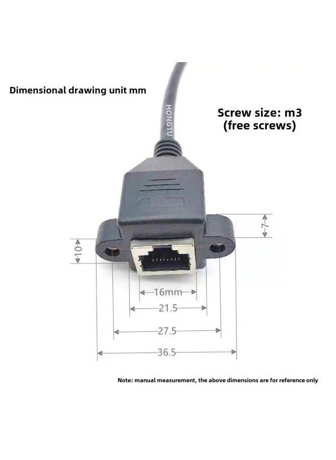 Generic RJ45 Network Cable With Ears Network Extension Cable Male To Female With Screw Hole Can Fix The Cable 0.3/1/1.5/3/ 5m-Color:Black-Cord Length:5m  - Image 1