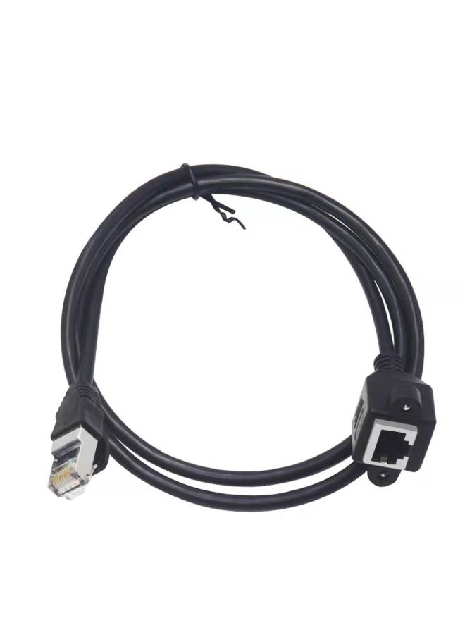 Generic RJ45 Network Cable With Ears Network Extension Cable Male To Female With Screw Hole Can Fix The Cable 0.3/1/1.5/3/ 5m-Color:Black-Cord Length:5m  - Image 3