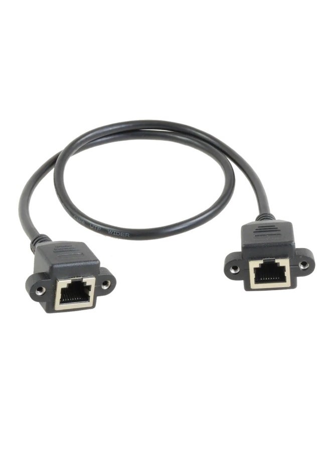 Generic RJ45 Network Cable With Ears Network Extension Cable Male To Female With Screw Hole Can Fix The Cable 0.3/1/1.5/3/ 5m-Color:Black-Cord Length:5m  - Image 2