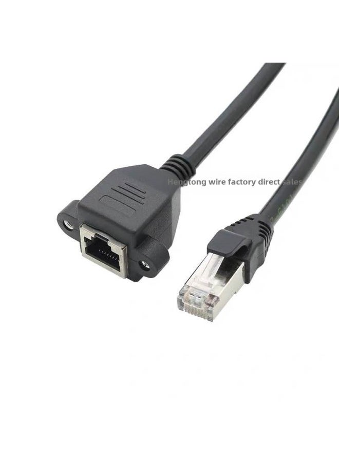 Generic RJ45 Network Cable With Ears Network Extension Cable Male To Female With Screw Hole Can Fix The Cable 0.3/1/1.5/3/ 5m-Color:Black-Cord Length:5m  - Image 4