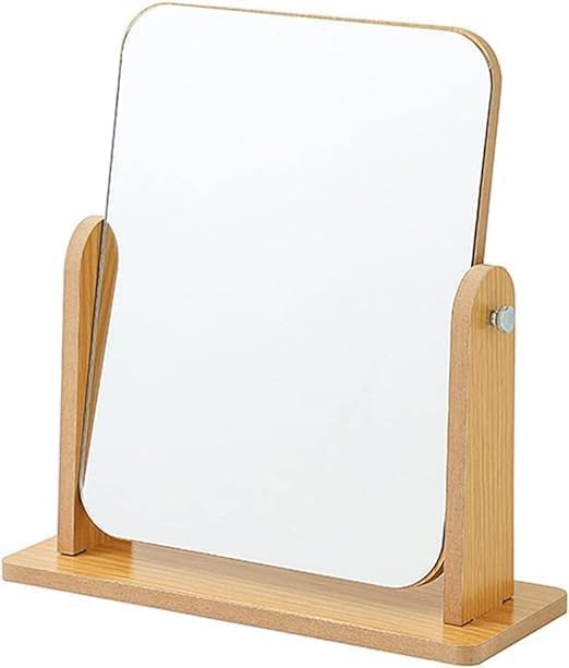 SAJANI Wooden Rectangular Tabletop Makeup Mirror, 360 Degree Portable Adjustable Table Desk Mirror, Vanity Desk for Bathroom, Bedroom, Living Room, Shaving & Makeup (18 * 13) - Image 1