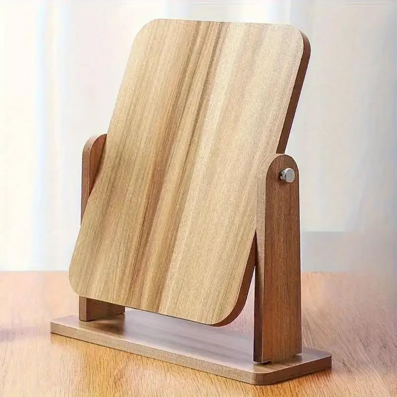 SAJANI Wooden Rectangular Tabletop Makeup Mirror, 360 Degree Portable Adjustable Table Desk Mirror, Vanity Desk for Bathroom, Bedroom, Living Room, Shaving & Makeup (18 * 13) - Image 3