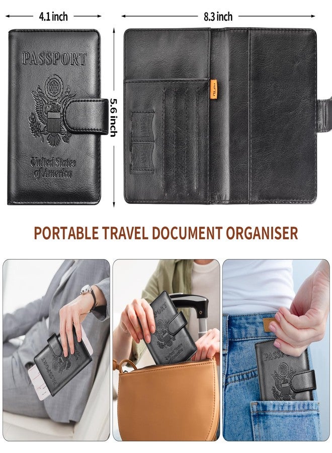 Herain Passport Holder, Passport Cover, Passport Wallet, for Family Women Men, Passport Case, Passport Book Protector, Passport and Vaccine Card Holder Combo, Travel Essentials, B-Black + Light Purple - Image 3