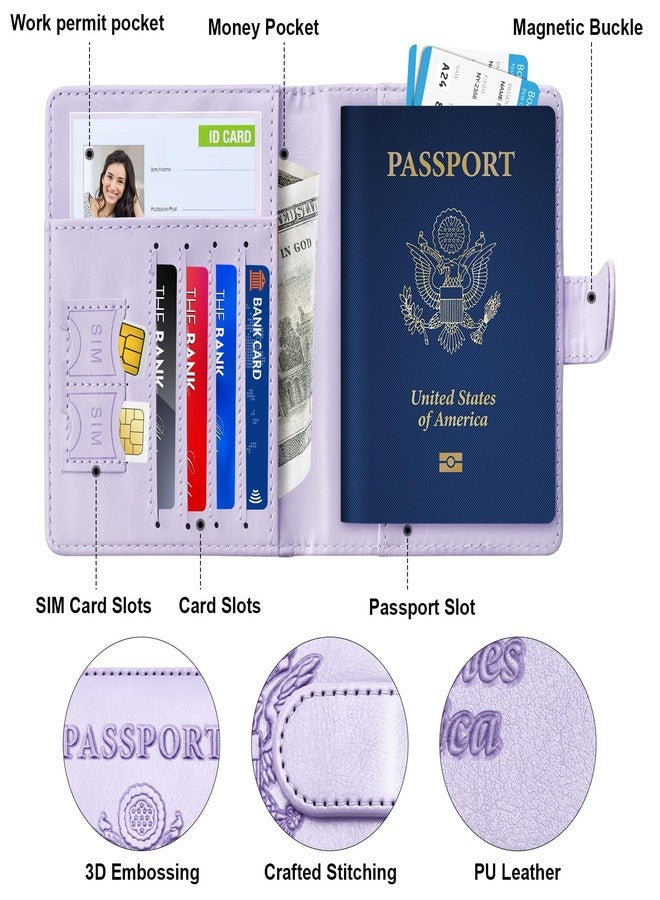 Herain Passport Holder, Passport Cover, Passport Wallet, for Family Women Men, Passport Case, Passport Book Protector, Passport and Vaccine Card Holder Combo, Travel Essentials, B-Black + Light Purple - Image 4