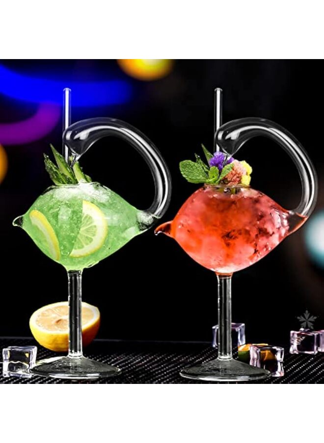 Martini Glasses - Set of 2 Swan Glass 6oz Creative Drinking Glasses Wedding Gift for Juice, Martini, Margarita - Image 3