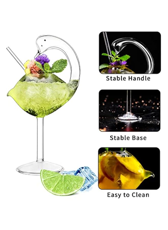 Martini Glasses - Set of 2 Swan Glass 6oz Creative Drinking Glasses Wedding Gift for Juice, Martini, Margarita - Image 2