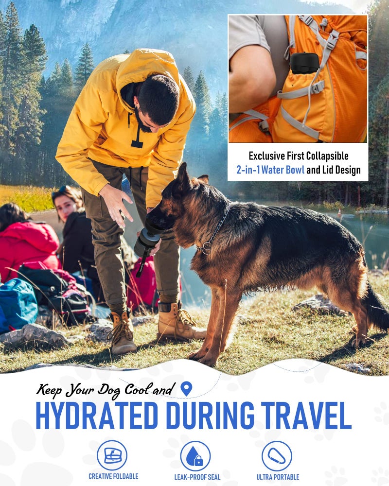 lesotc Dog Water Bottle, Portable Water Dispenser with Travel Water Bowl, Leak Proof Pet Travel Squeeze Bottle, Puppy Essentials Dog Stuff Accessories for Outdoor Walking, Hiking, Camping - Image 5