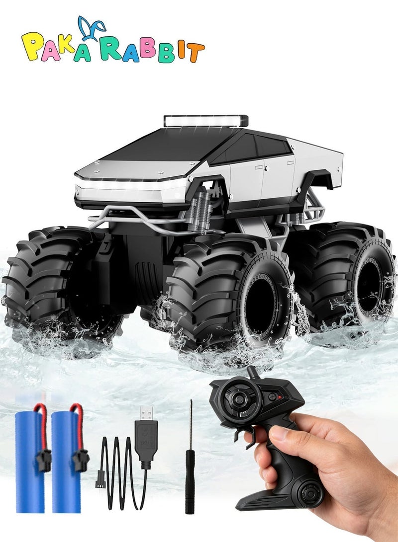 Paka Rabbit Remote Control Car, 1:18 Amphibious RC Cars, 4WD All Terrain Off-Road Pickup, 2.4GHz Waterproof Cyber Truck, 360° Rotatable Monster Truck Toys for Boys Birthday Gifts Age 6 7 8 9 10-13+ - Image 1