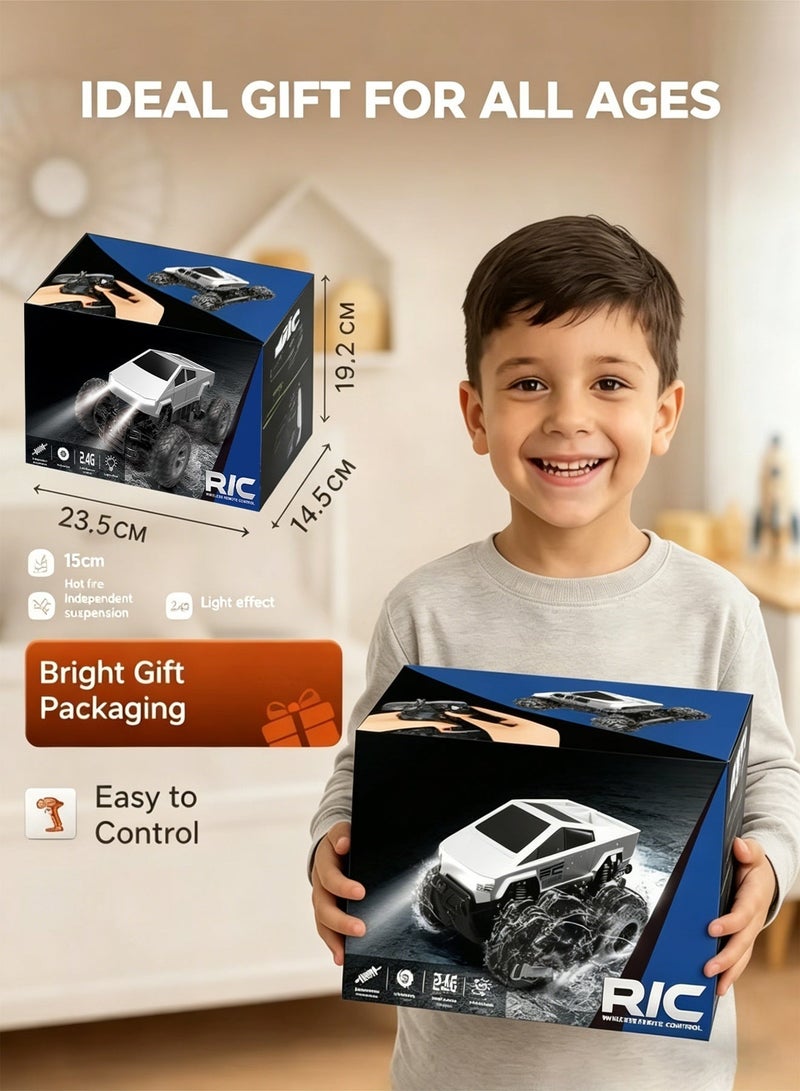 Paka Rabbit Remote Control Car, 1:18 Amphibious RC Cars, 4WD All Terrain Off-Road Pickup, 2.4GHz Waterproof Cyber Truck, 360° Rotatable Monster Truck Toys for Boys Birthday Gifts Age 6 7 8 9 10-13+ - Image 5