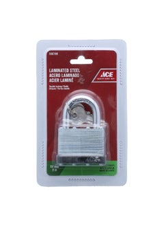 ACE Laminated Steel Padlock with Keys Silver and Black 2inch 98692 