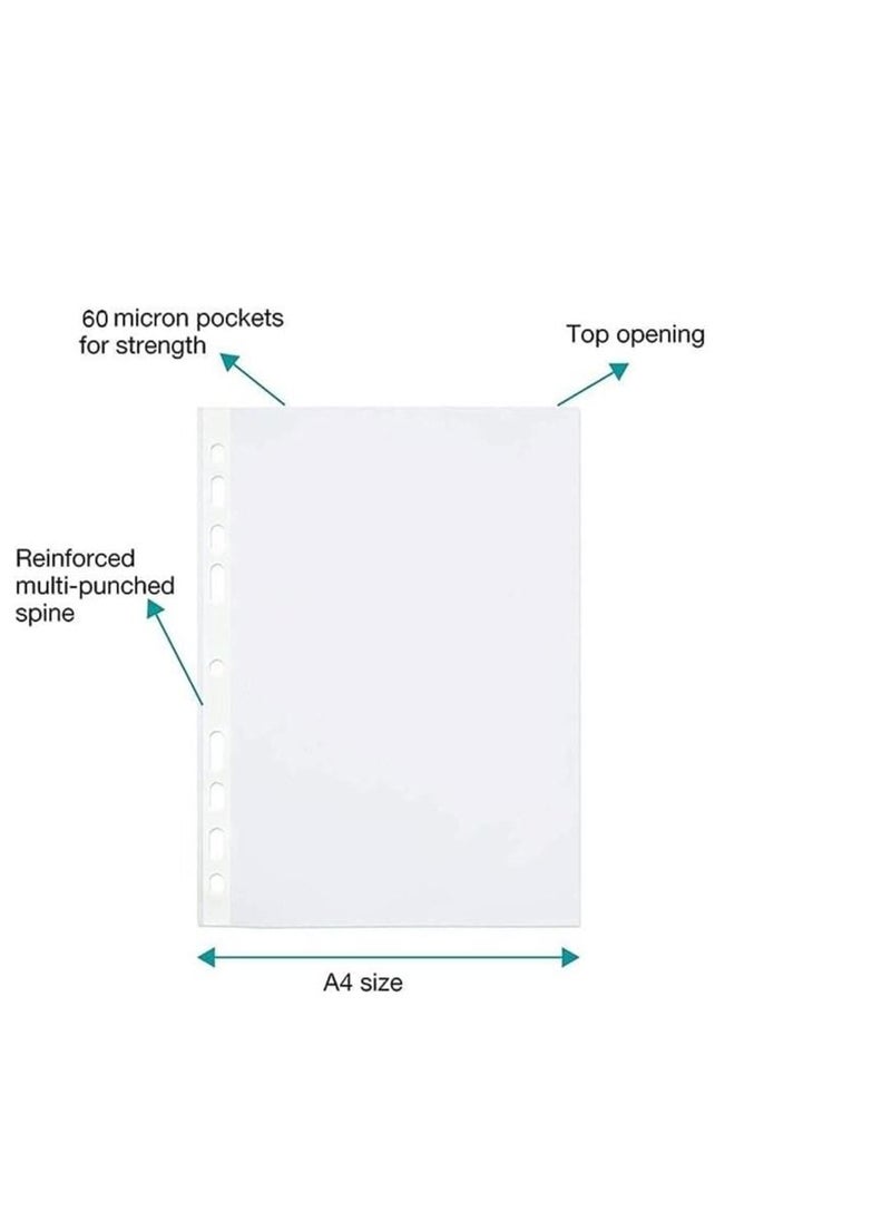 Generic 100 Piece Plastic Punched Pockets A4 Clear Sheet Protectors Paper pocket sleeves for Folders Filing Wallets Paper & Documents [40 mic]  - Image 2