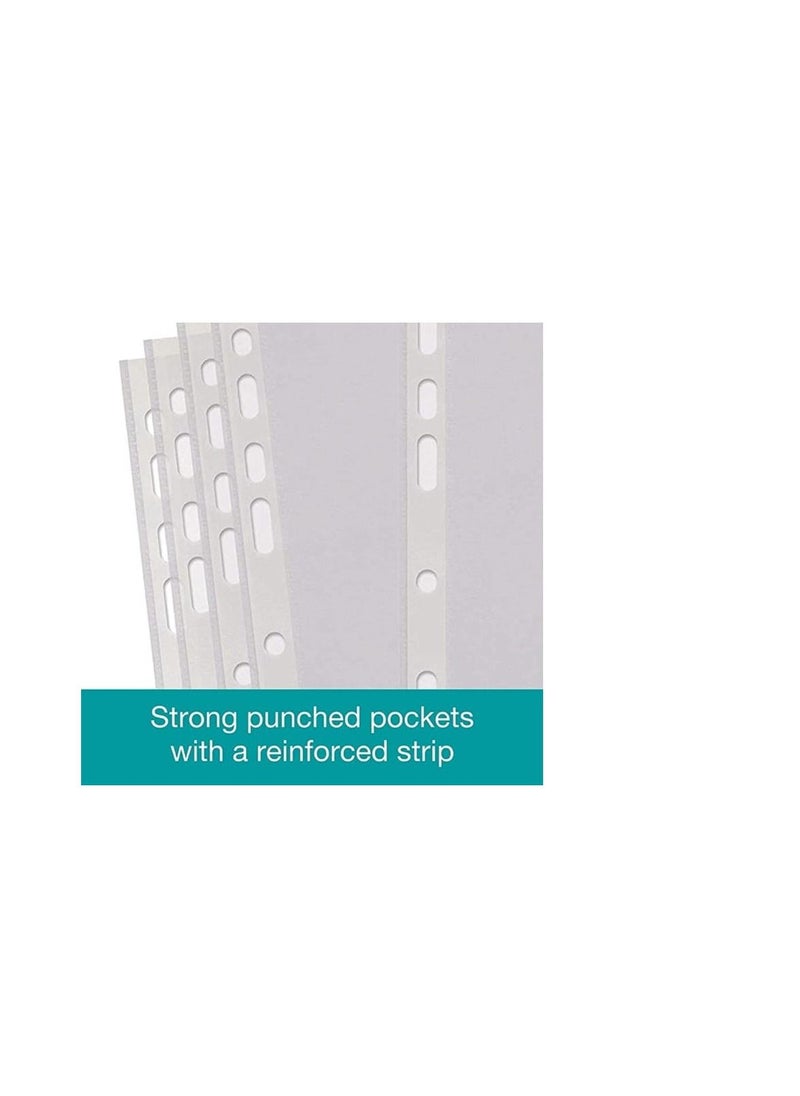 Generic 100 Piece Plastic Punched Pockets A4 Clear Sheet Protectors Paper pocket sleeves for Folders Filing Wallets Paper & Documents [40 mic]  - Image 3