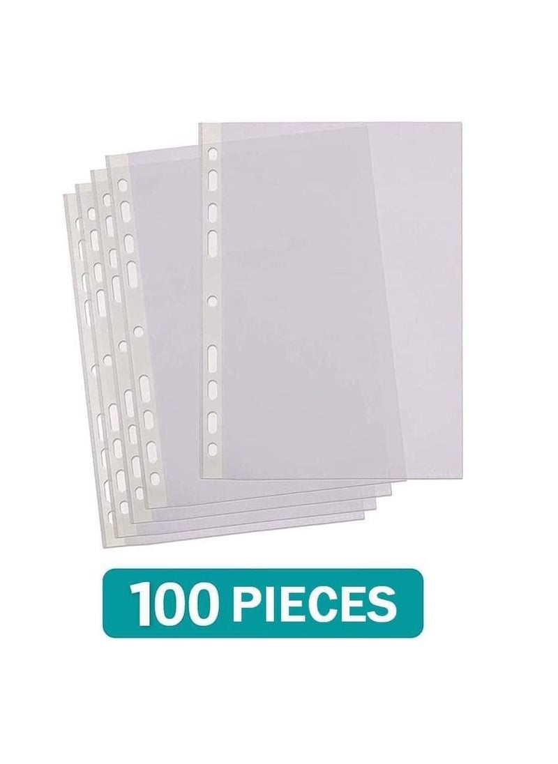 Generic 100 Piece Plastic Punched Pockets A4 Clear Sheet Protectors Paper pocket sleeves for Folders Filing Wallets Paper & Documents [40 mic]  - Image 4