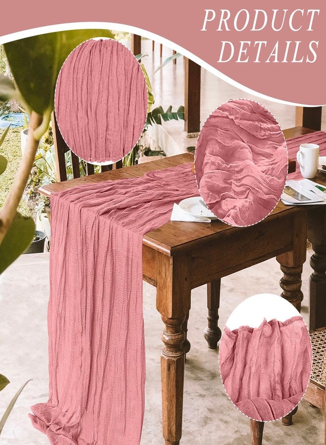 KEEPSHOWING 12 Pack Cheesecloth Table Runner, 10ft Rustic Sheer Runner Gauze Boho Wedding Decor Romantic Table Runner for Wedding Bridal Shower Birthday Party(35" x 118")(Pink) - Image 3