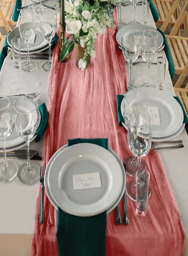 KEEPSHOWING 12 Pack Cheesecloth Table Runner, 10ft Rustic Sheer Runner Gauze Boho Wedding Decor Romantic Table Runner for Wedding Bridal Shower Birthday Party(35" x 118")(Pink) - Image 4