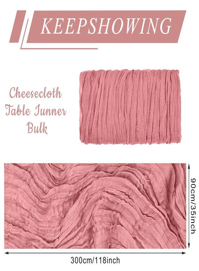 KEEPSHOWING 12 Pack Cheesecloth Table Runner, 10ft Rustic Sheer Runner Gauze Boho Wedding Decor Romantic Table Runner for Wedding Bridal Shower Birthday Party(35" x 118")(Pink) - Image 2