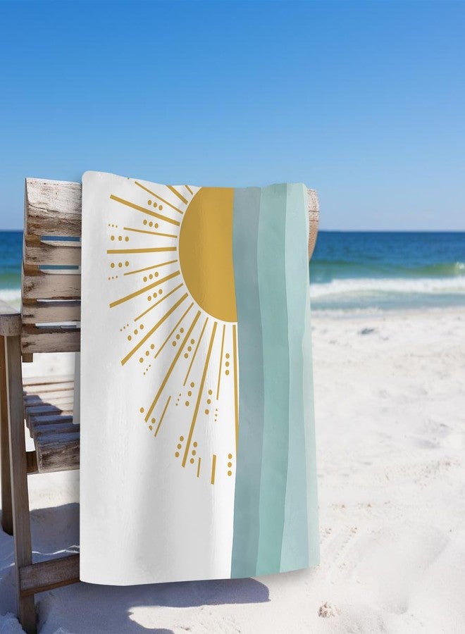 Tzhim Boho Sun Sunshine Ocean Wave Beach Towels, Boho Pool Towels, Mid Century Modern Sand Towel Large Bath Towels Gifts for Women Girls Kids Toddler, Boho Bathroom Decor, 29x60in - Image 2